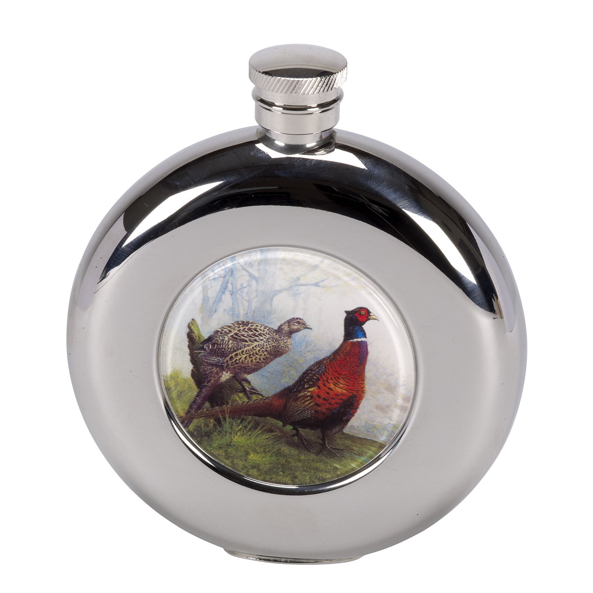 Bisley hip flask 4oz 6oz pewter or stainless steel shooting whisky