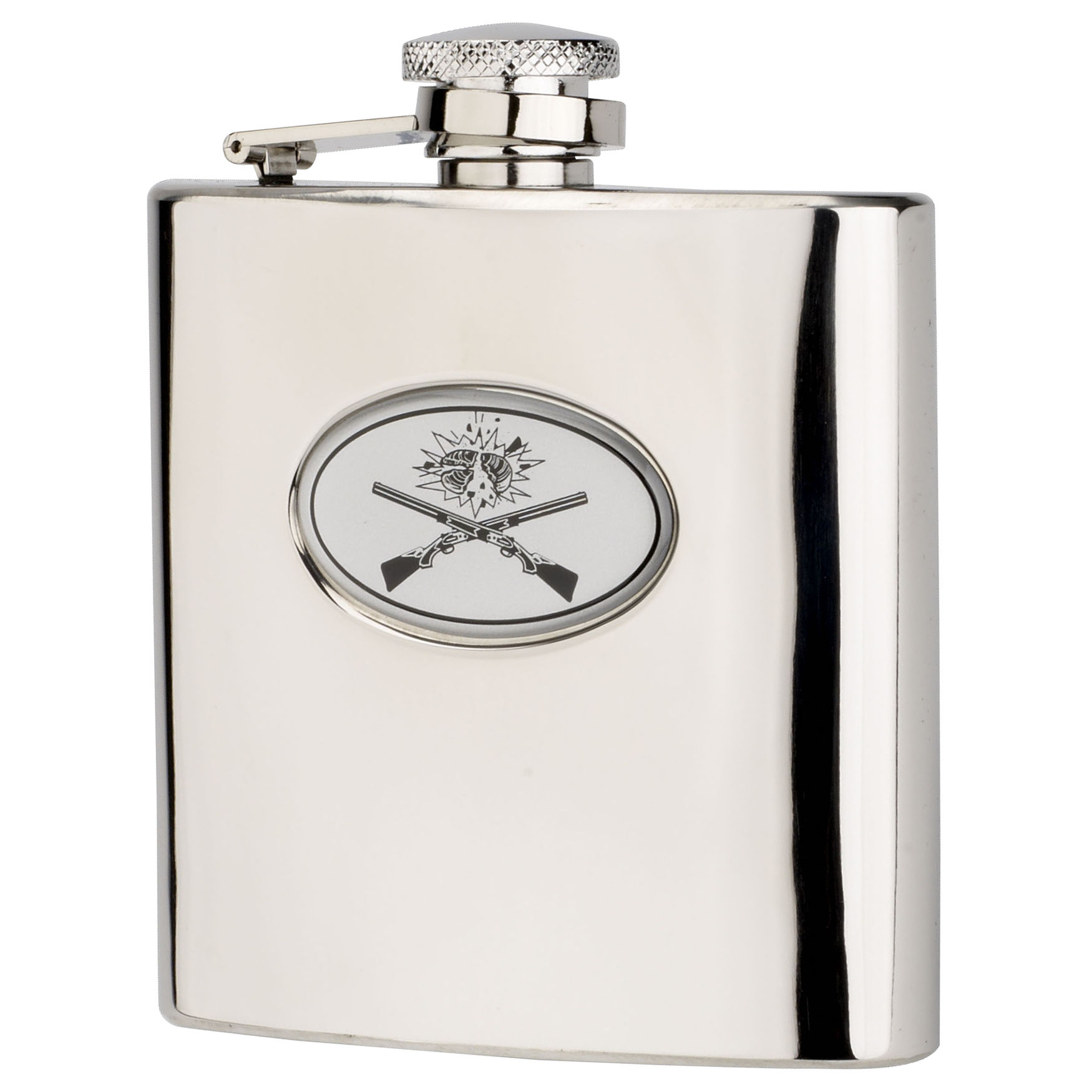 Bisley hip flask 4oz 6oz pewter or stainless steel shooting whisky