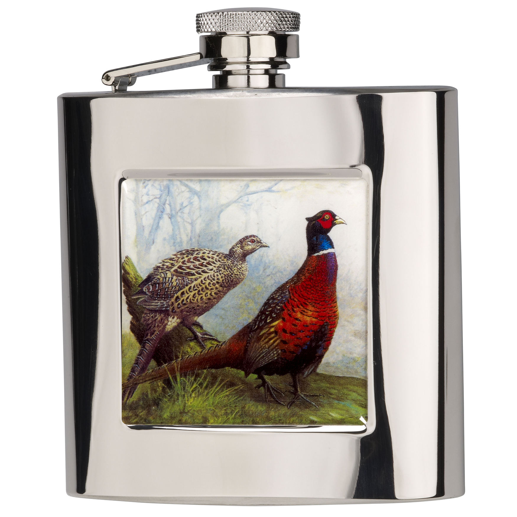 Bisley hip flask 4oz 6oz pewter or stainless steel shooting whisky