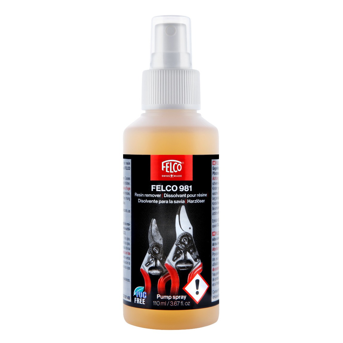 Felco secateurs cleaning spray sap resin remover - 110ml foaming pump - VOC free - official Felco stockist